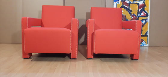 Image 1 of Cassina 2 Poltrona 637 Utrecht Nuova Mai Usata Lampo Rosso Lana 13L