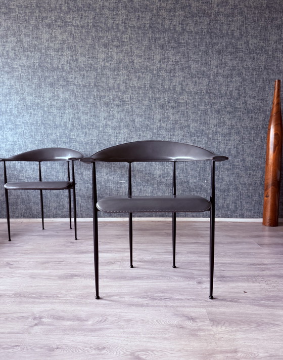 Image 1 of 4x poltrone vintage in pelle Fasem p40, Vegni & Gualtierotti, anni '90