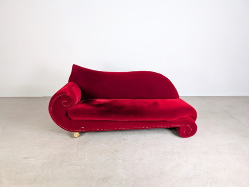 Sofá Bretz Gaudí original de diseño, chaise longue de terciopelo rojo