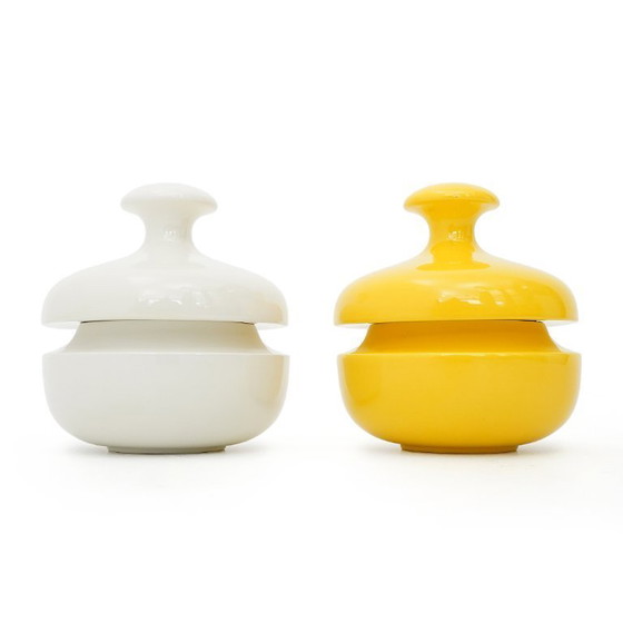 Image 1 of Vaso in ceramica gialla con coperchio di Enzo Bioli per Il Picchio, anni '70