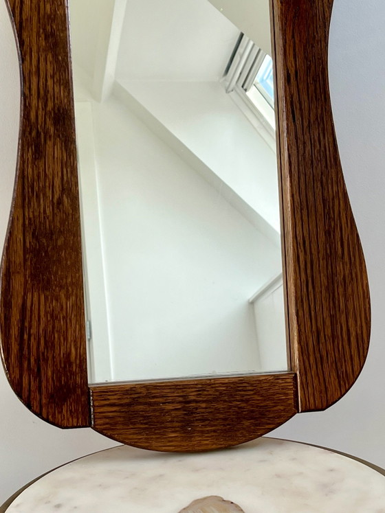 Miroir vintage en bois de chêne style Art Déco – Verre (photo 3 of 6)