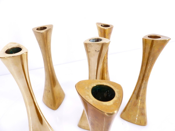 Image 1 of 6 Ytterberg Solid Brass Candleholders for BCA Eskilstuna, Sweden, Circa 1960