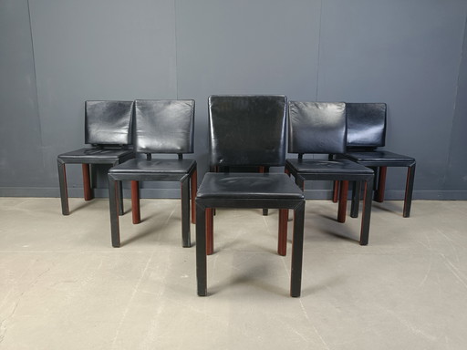 Vintage Leather Dining Chairs by Durlet, 1980s