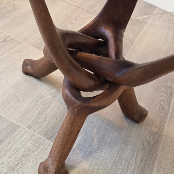 Table ronde africaine vintage, Tables d'appoint, Bois, Marron (photo 2 sur 9)