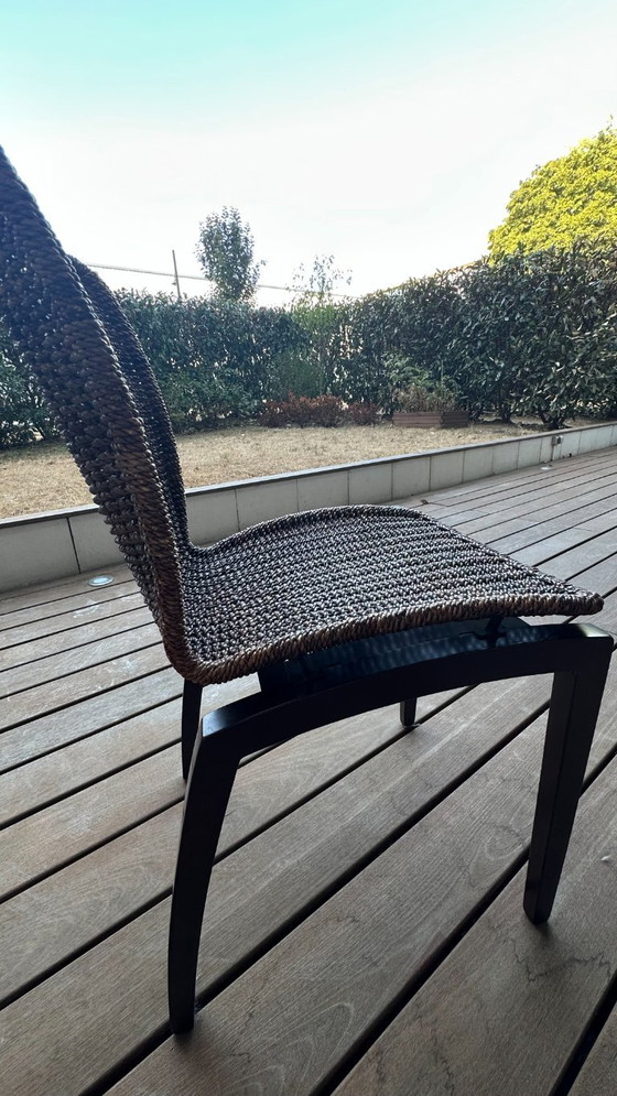 6 Sedie in Legno e Rattan Marrone Modello Libra Ligne Roset – Sedie da pranzo, Wicker (photo 8 of 8)