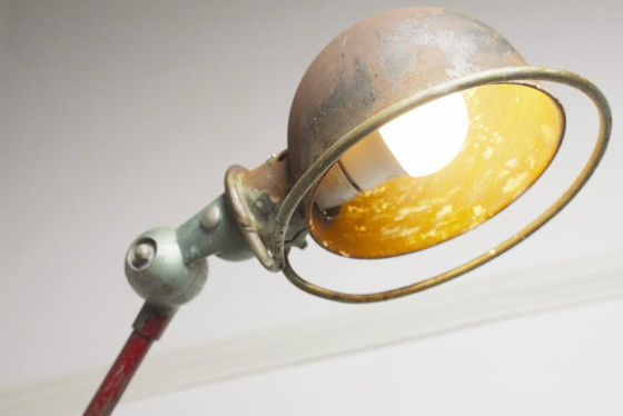 Image 1 of Vintage 1950s Jieldé Lamp Standard Industrial Wall Light, Two-Arm Early Model Riveted Label, French Factory Workshop Patina, 195