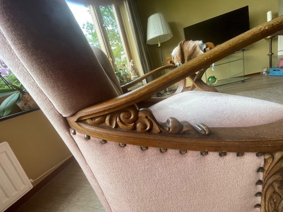 Image 1 of Set van 4 Art Deco fauteuils (ca. 1920-1950) | Opnieuw bekleed met roze fluweel