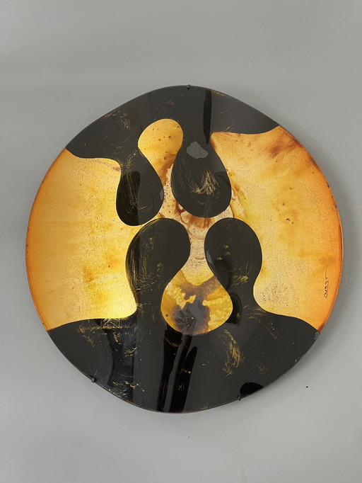 Vintage 1970s glass artwork