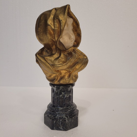 Image 1 of Busto en Crisoelefantina y Mármol, Siguiendo G. de Thouin, Circa 1900 - Francia