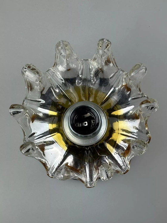 Image 1 of Lámpara de pared de los años 60 y 70, aplique de pared de metal y cristal de Murano, diseño de la era espacial