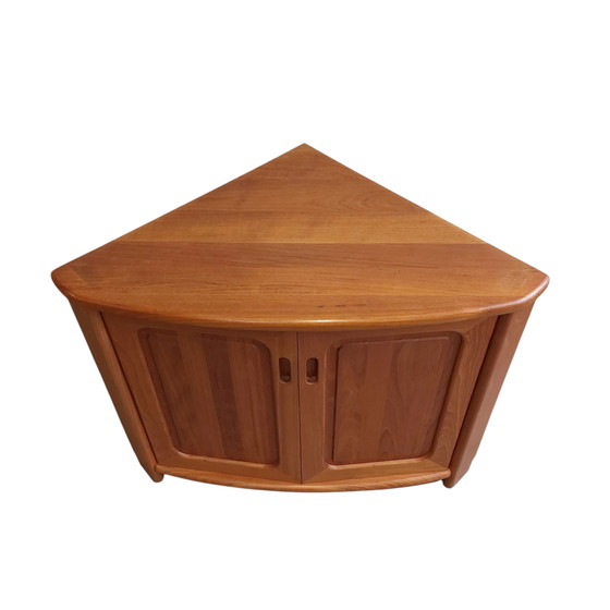 Image 1 of Mobile angolare danese d'epoca, vetrina angolare con illuminazione