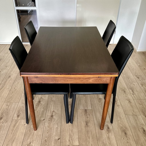 Classic vintage cherry wood dining table, extendable on two sides