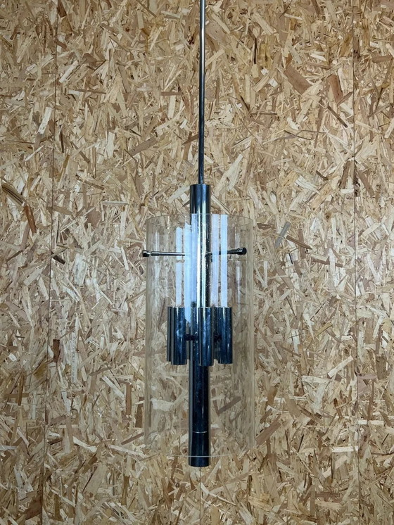 Image 1 of Lampadario anni &#39;60-&#39;70, enorme lampadario a sospensione in vetro Limburg e design cromato