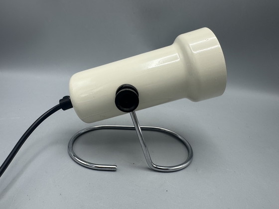 Image 1 of Projecteur vintage crème avec base chromée