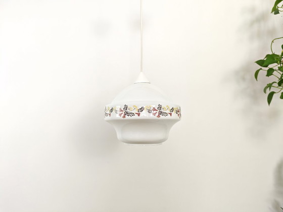 Image 1 of Lampada a sospensione in vetro vintage floreale / Luce a sospensione retrò / Stile metà secolo