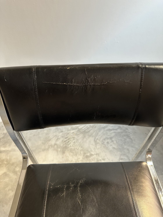 Image 1 of Sedia a sbalzo vintage in pelle e acciaio cromato, Italia anni '70/80