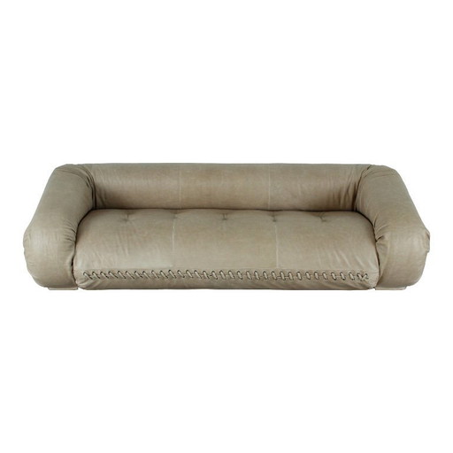 Three-seater "Anfibio" sofa bed in gray leather by Alessandro Becchi for Giovannetti, Italy, 1970s