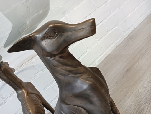 Tavolino da caffè, 3 Greyhound di serie. Pesante, in ottone o bronzo.