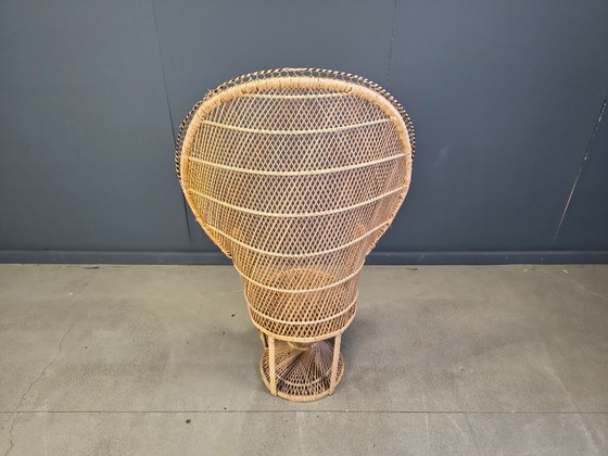 Image 1 of Sedia vintage in vimini a forma di pavone, anni '70