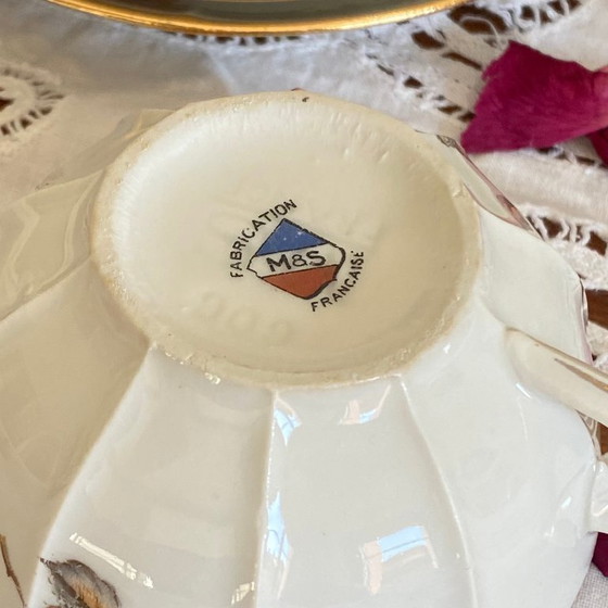 Image 1 of 6 tazze da caffè/tè/tisane in porcellana di Limoges vintage, M e S