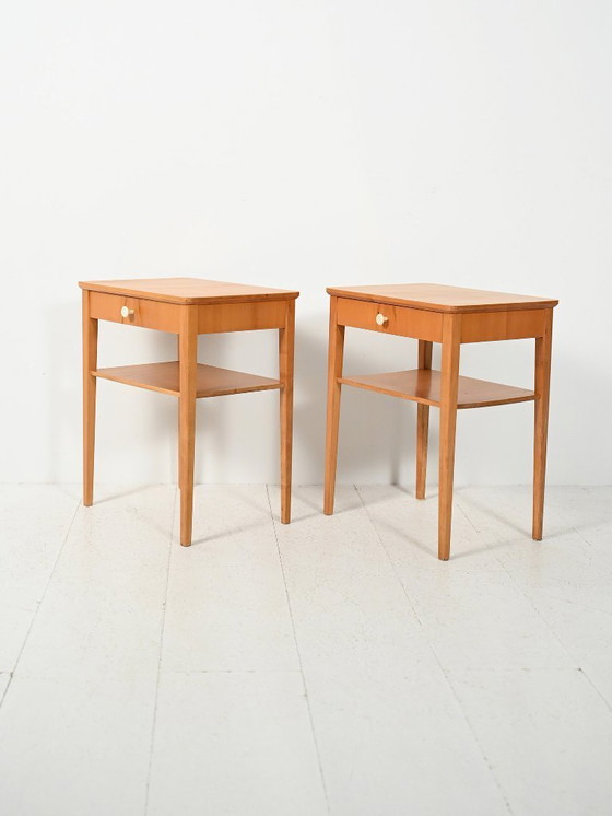 Image 1 of Coppia di comodini scandinavi vintage in faggio