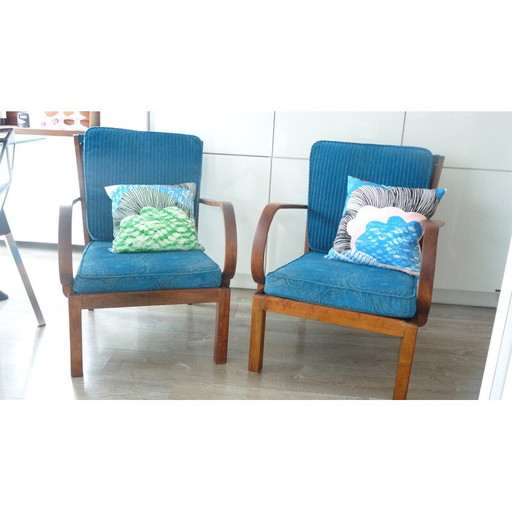 Paire de fauteuils vintage en acajou de Knoll Antimott, 1950