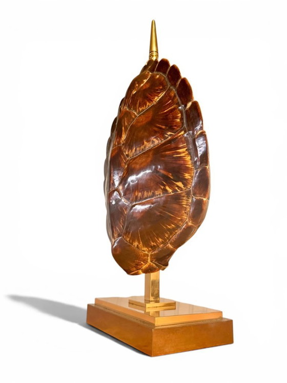 Image 1 of Monumental Tortoise Shell & Brass Lamp by Maison Jansen (1960s/1970s)
