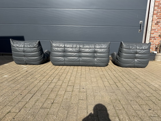 Image 1 of Ligne Roset Togo 100% auténtico, 3 oz y 2 oz en piel gris.