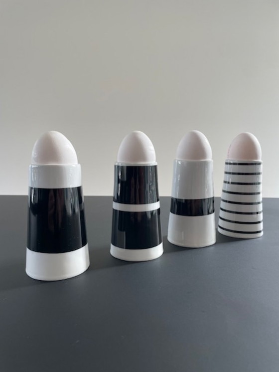 Image 1 of Set of 4 Scandinavian design porcelain egg cups