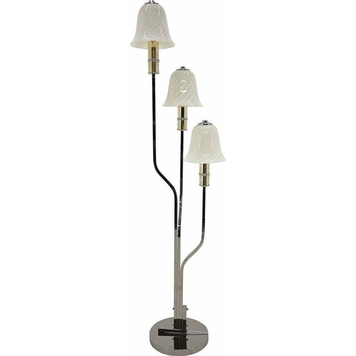Italian vintage chrome and Murano glass "Magic Mushrooms" floor lamp, 1970s