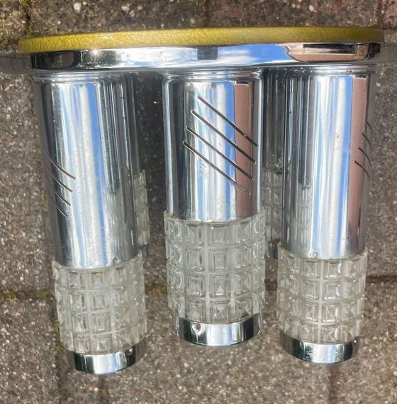 Image 1 of Rara lampada da soffitto di design vintage - Cromo e vetro - 6 luci (anni '60/70)