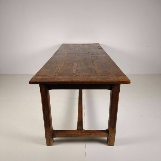 Image 1 of Table de ferme française en chêne, XIXe siècle