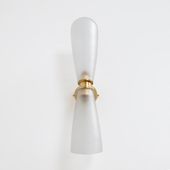 Image 1 of Paar Wandleuchten aus satiniertem Muranoglas