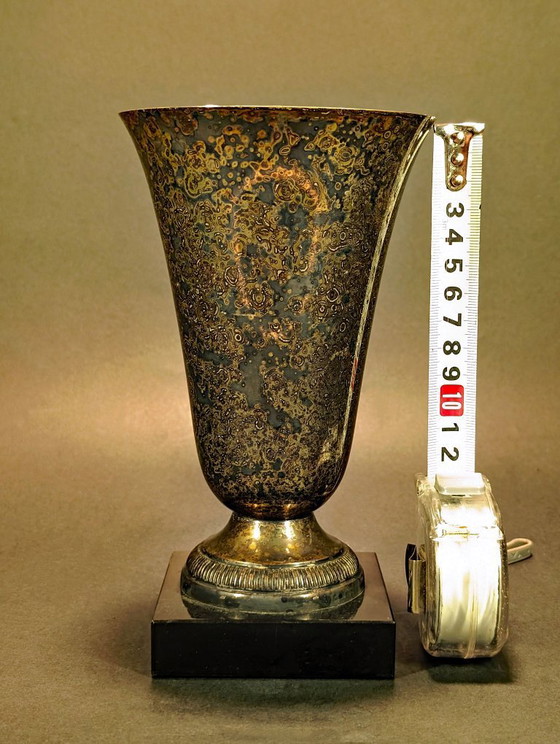 Image 1 of Coppa decorativa vintage in metallo anticato placcato argento