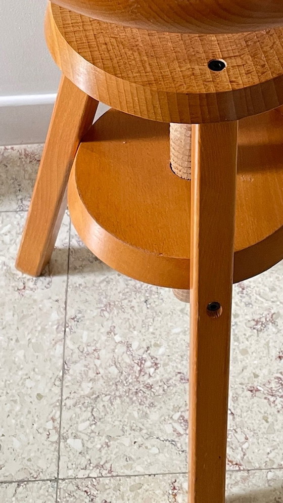 Image 1 of TABOURET HAUT Réglable Hêtre Massif VINTAGE