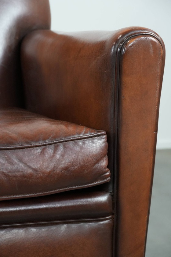 Image 1 of 2 x Beautifully shaped sheepskin Art Deco design armchairs