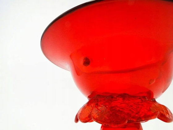 Ciotola Postmoderna su Supporto di Cracow Glassworks, Polonia, anni '70, Ciotole, Vetro, Rosso (foto 2 di 15)