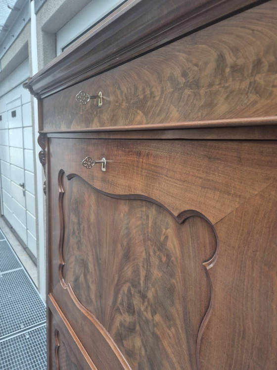 Beautiful antique Biedermeijer secretaire / cabinet, Sideboard, Wood, Brown (photo 7 of 13)