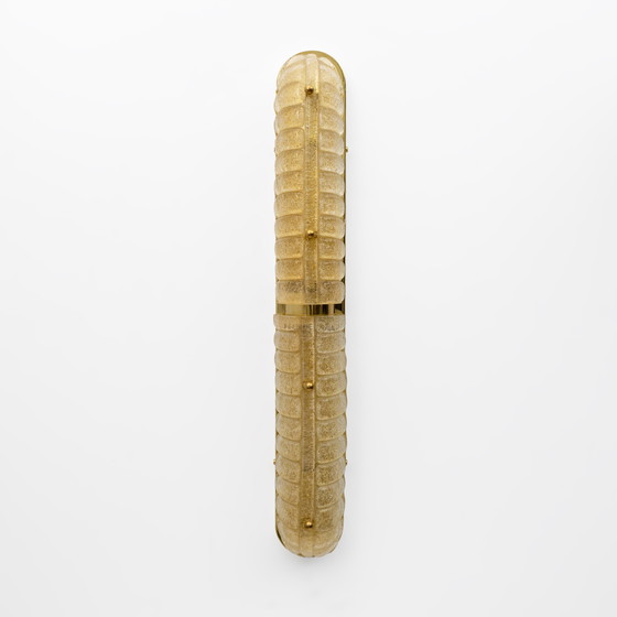 Image 1 of Coppia di applique in vetro di Murano dorato e ottone in stile Art Déco