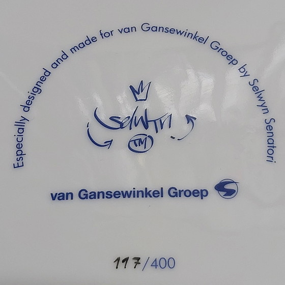 Assiette d'art néopop en porcelaine 197/400 Selwyn Senatori, Objets d'art, Bleu (photo 6 sur 6)