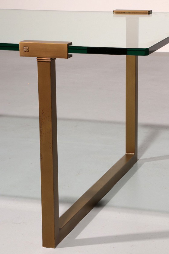 Image 1 of Table de salon en verre et laiton par Peter Ghyczy Modèle T54 1970