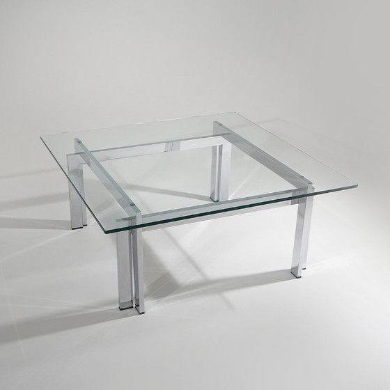 Quadratischer Couchtisch aus Glas und Stahl, 1970er Jahre – Esstische, Metal (photo 6 of 11)