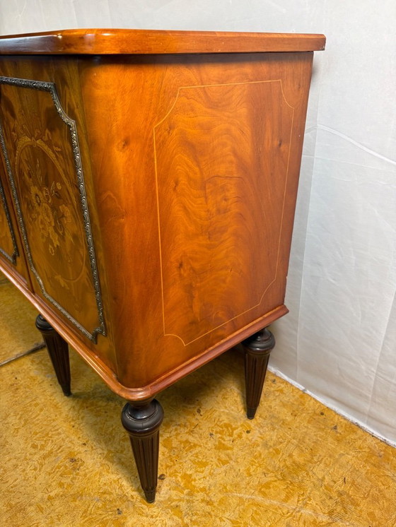 Image 1 of Exceptional Antique Marquetry Inlaid Hall Console / Sideboard – Circa 1900  Satinwood, Tulipwood & Rosewood Floral Inlay 