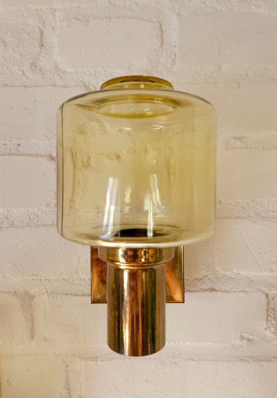 Image 1 of Set van 2 messing Heinz Neuhaus Leuchten wandlampen, mcm Hollywood regency wandlampen; 2 sets van 2 beschikbaar!