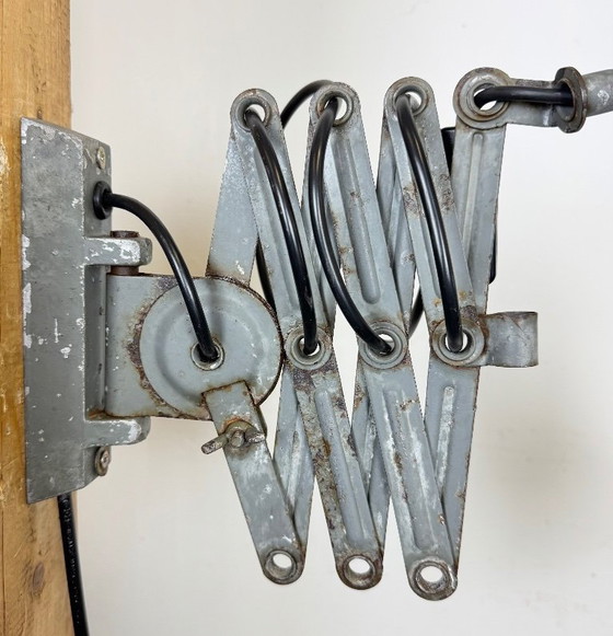 Image 1 of Grey Industrial Gooseneck Scissor Wall Lamp from Elektroinstala, 1960s