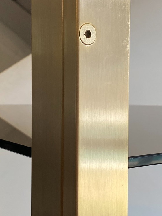 Vintage modulaire hoekwandkast uit de jaren 70 met glazen en gouden metalen frame. – Boekenkasten, Glass (photo 11 of 20)