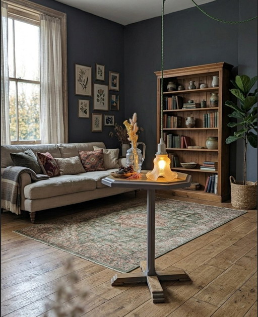 Vintage portable lamp in worked glass and twisted textile cord