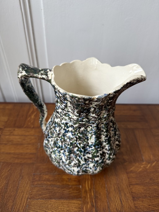 Karaffe / Wasserkrug gesprenkelt grün und blau