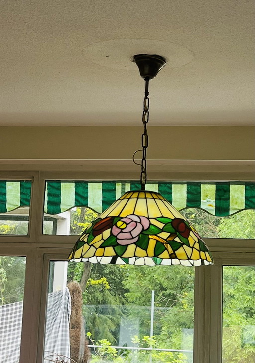 Lampada a sospensione vintage in stile Tiffany anni '90