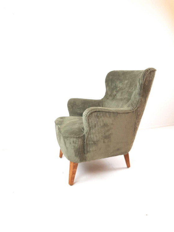 Fauteuil vintage Artifort Theo Ruth vert, récemment retapissé en velours côtelé – Wood, Textile (photo 3 of 7)